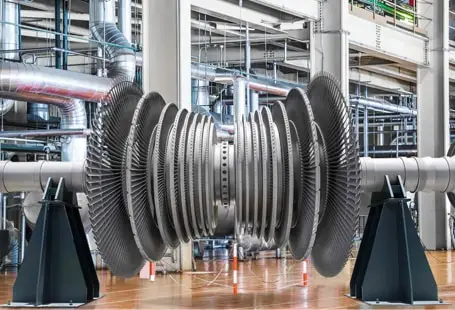 Industrial turbine equipment on a manufacturing floor