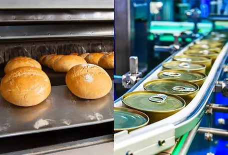 Commercial bakery oven and canning conveyor belt