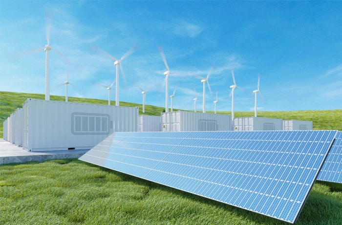 Wind turbines and solar panels