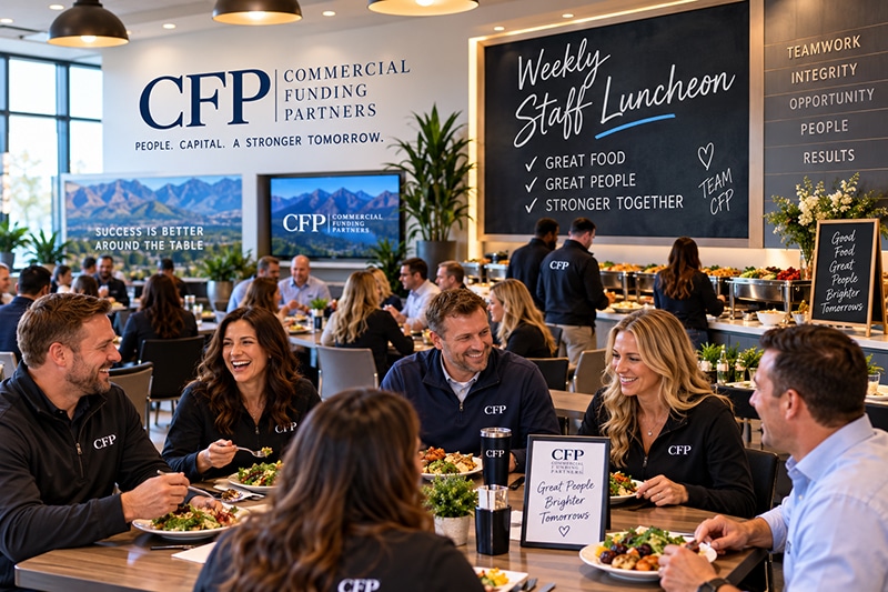 Weekly Team Luncheons & Complimentary snacks and drinks at Commercial Funding Partners