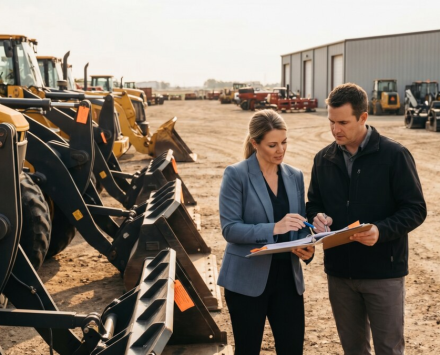 Equipment yard consultation used as a photo-style archive image for a CFP operating-lease equipment financing case study.